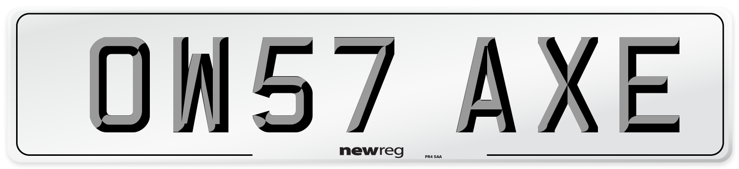 OW57 AXE Number Plate from New Reg